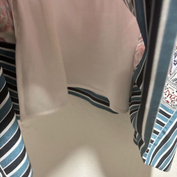 Badgley Mischka Crepe de Chine Paisley Printed Kaftan Multicolor L Boat Neck - Picture 7 of 10